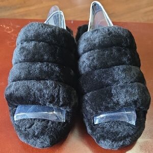 UGG Black Fuzzy Slide